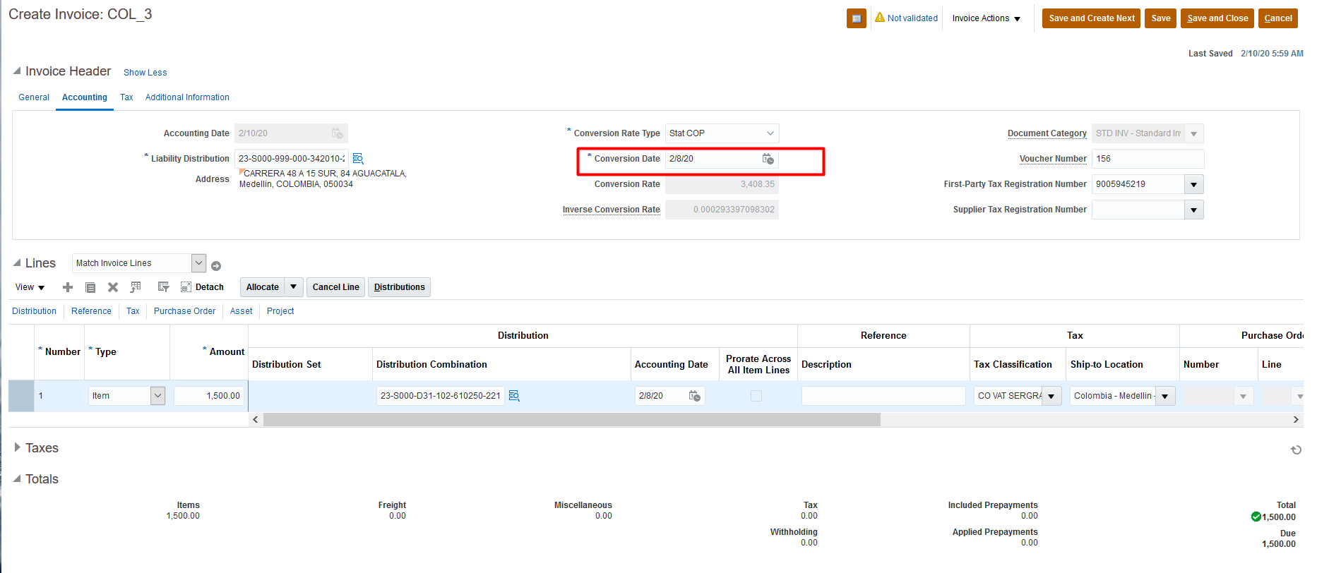 Default conversion rate to invoice date — Cloud Customer Connect