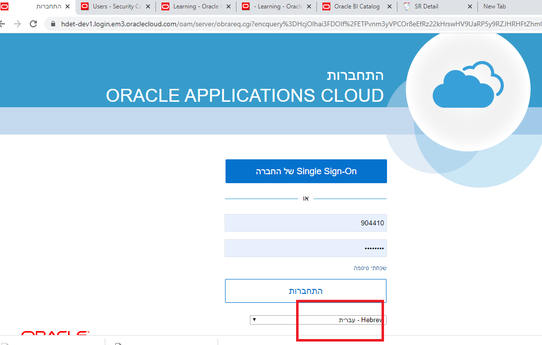 how can we connect to fusion application in a default language? — Cloud ...