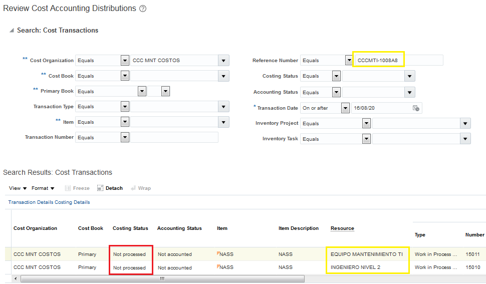 In cost accounting, transactions remain in unprocessed status — Cloud ...