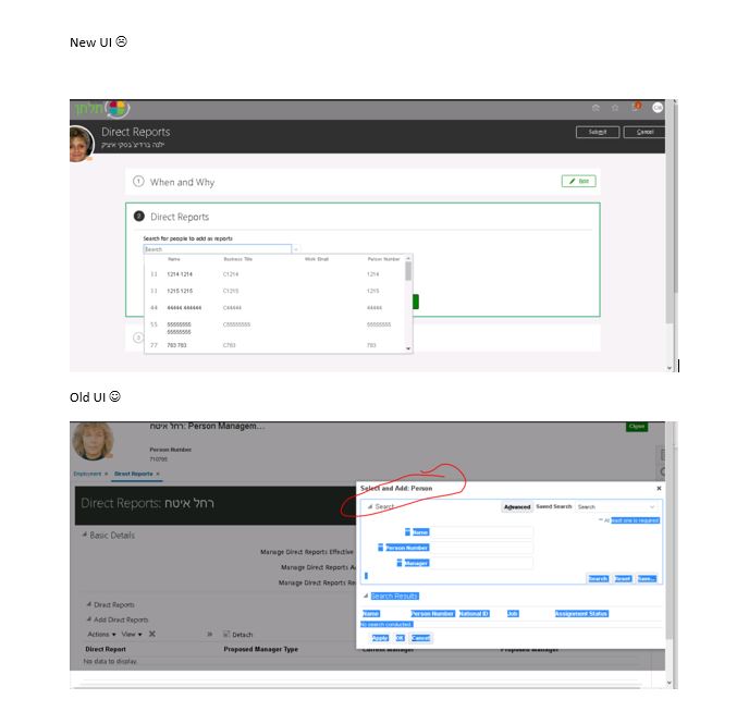 MANAGE Direct reports in the New UI — Cloud Customer Connect