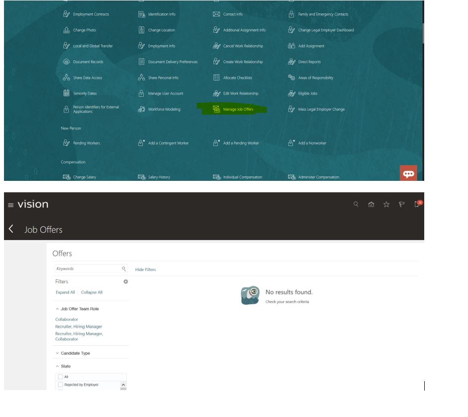 Manage Job Offers — Cloud Customer Connect