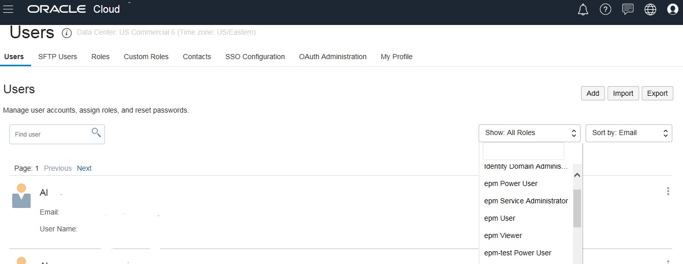 Epm Console EPM User list with their Roles from EPM Service Console — Cloud ...
