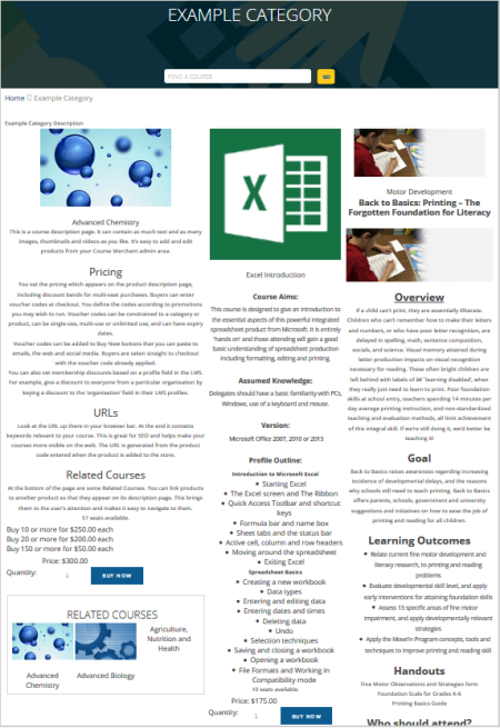 A triple product layout with three columns