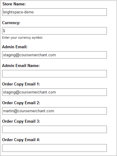 Store Name and Email fields in Site Settings