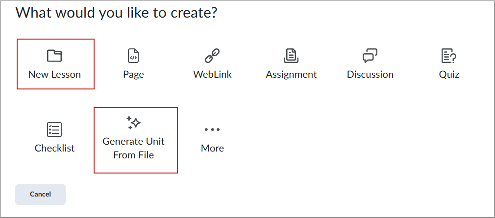 Create dialogue highlighting the New Lesson and Generate Unit from File naming convention.