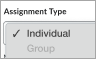 New drop-down menu with Individual Assigment Type Selected