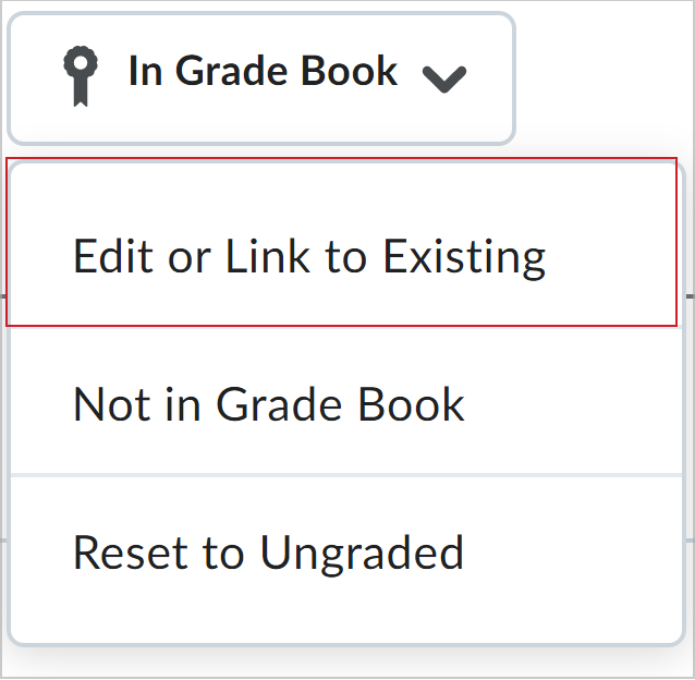 Menu suspenso com a opção Editar ou Vincular a existente destacada.