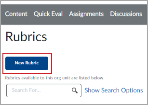 The New Rubric button.