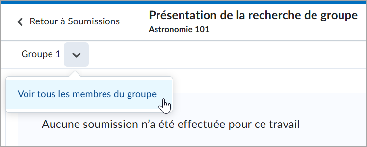 Le bouton Envoyer un courriel au groupe a été supprimé à la page Évaluation des travaux lorsqu’un groupe ne comporte aucun membre.
