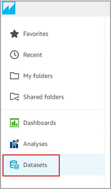 The Left side of the interface provides options to help you navigate the interface. The bottom option is Datasets.
