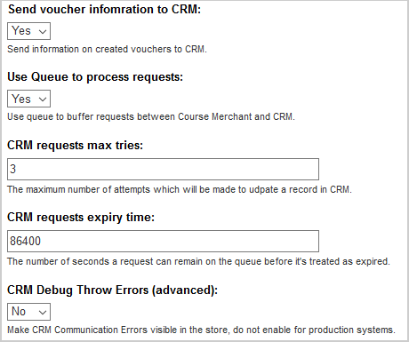 As configurações do CRM para lançamentos, solicitações e filas