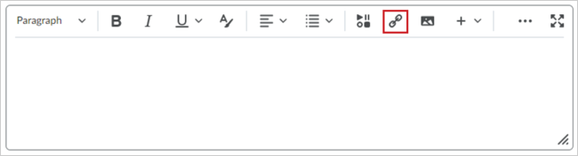 El ícono Insertar enlace rápido en el Editor de Brightspace