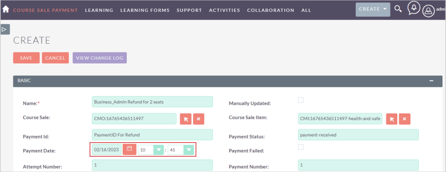 The Payment Date field