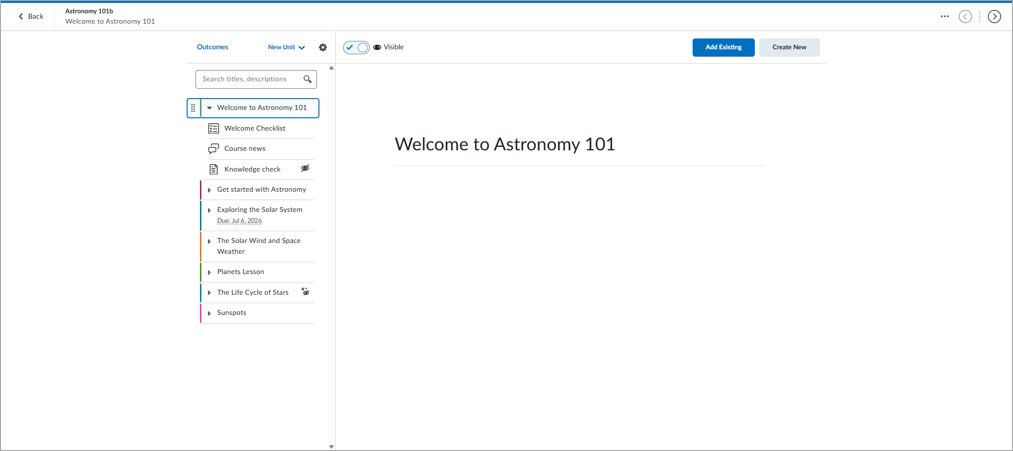 Enhanced Table of Contents displayed in the New Content Experience