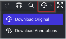 Figura: El visualizador de Anotaciones con el menú desplegable Descargar