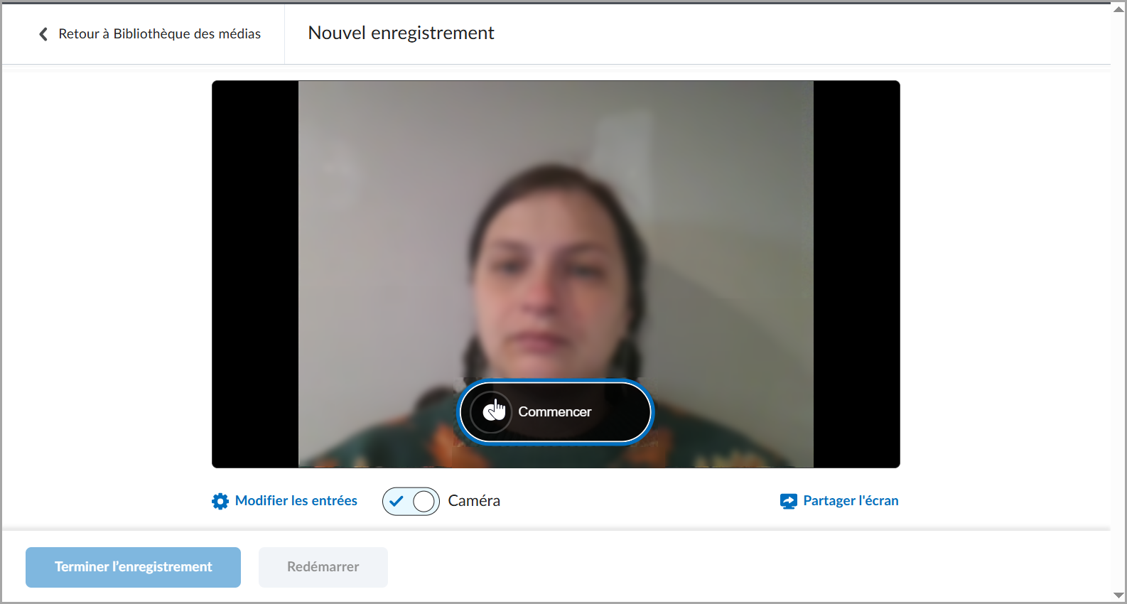 Boîte de dialogue Capture multimédia avec l'option Nouvel enregistrement et le commutateur Audio seulement