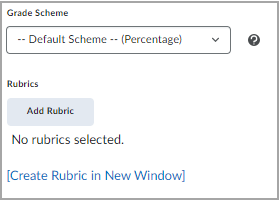 Het Grade Scheme en Rubrics eigenschappen.