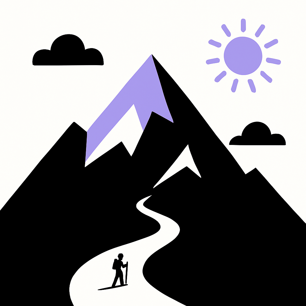 A person hiking up a mountain