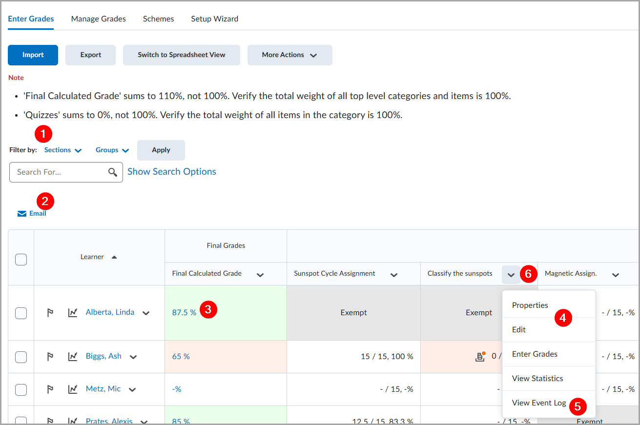 Enter grades visual tour