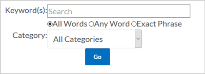 The Keyword(s) and Category fields showing options for customizing a search