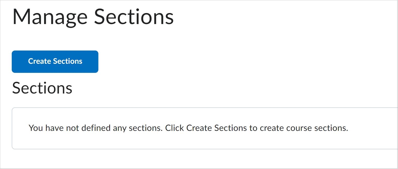 The Create Sections option.