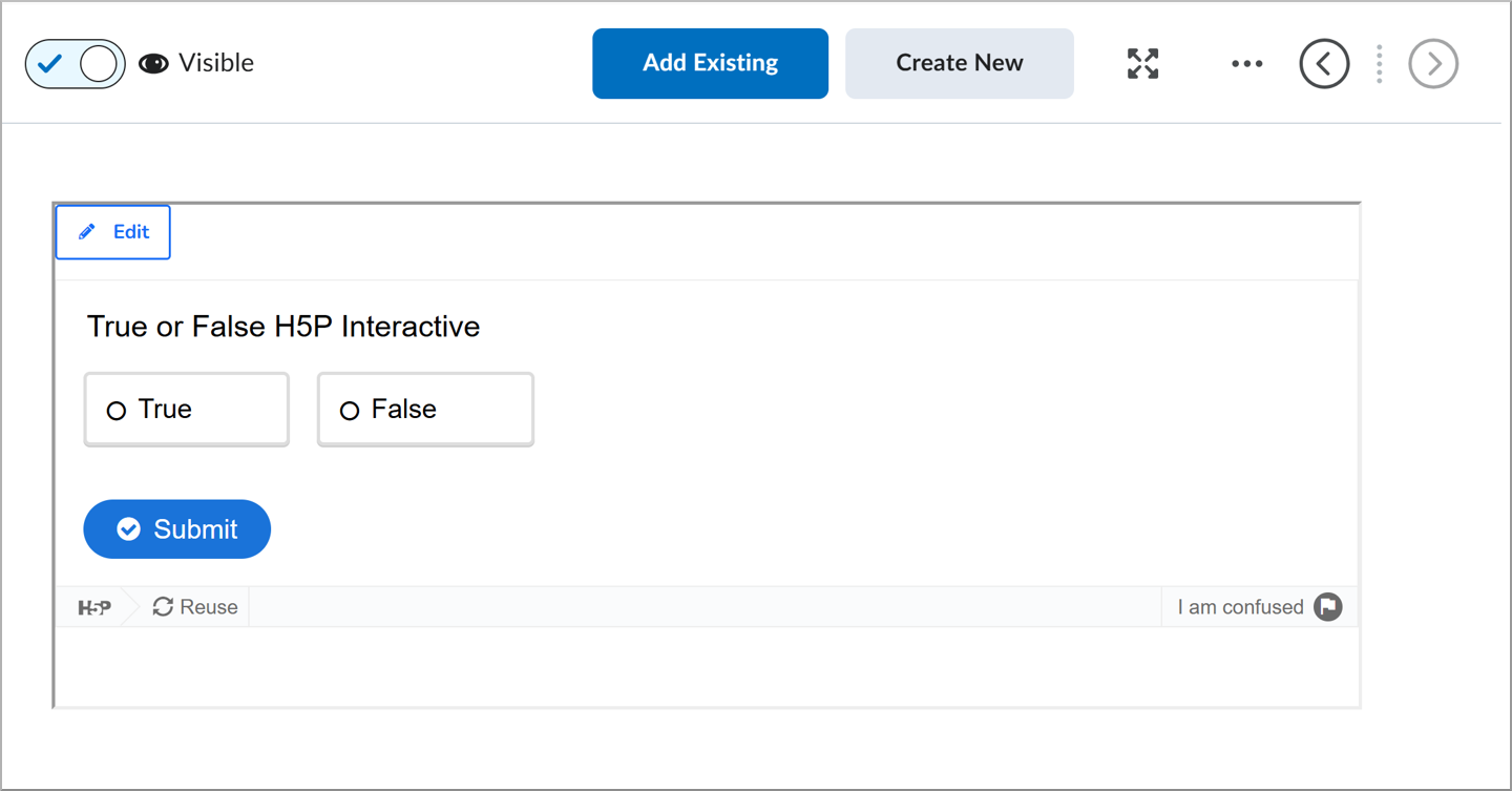 Embedded LTI activity displayed on a Content page with a gray border.