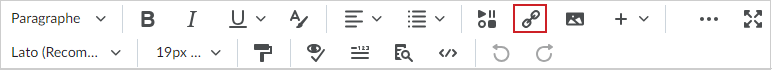 L’icône Insérer un lien rapide dans l’éditeur Brightspace