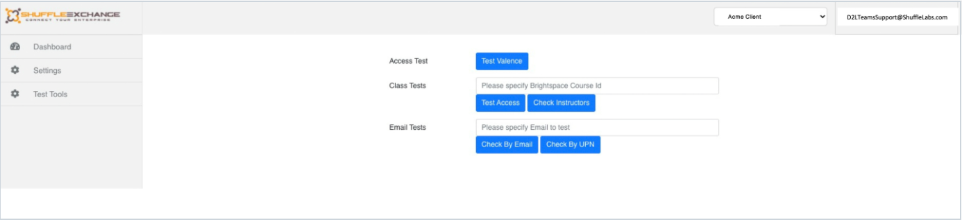 Ferramentas de teste do ShuffeExchange