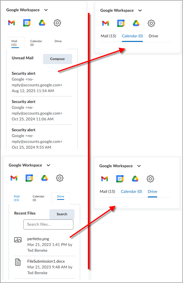 Updated tabs in Google Workspace dialogs