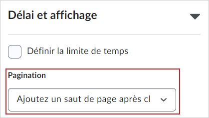 Pagination réglée sur « Ajouter un saut » de page après chaque section.