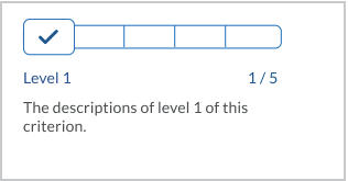 When a level is selected, the level name and description appear, along with the selection indicator