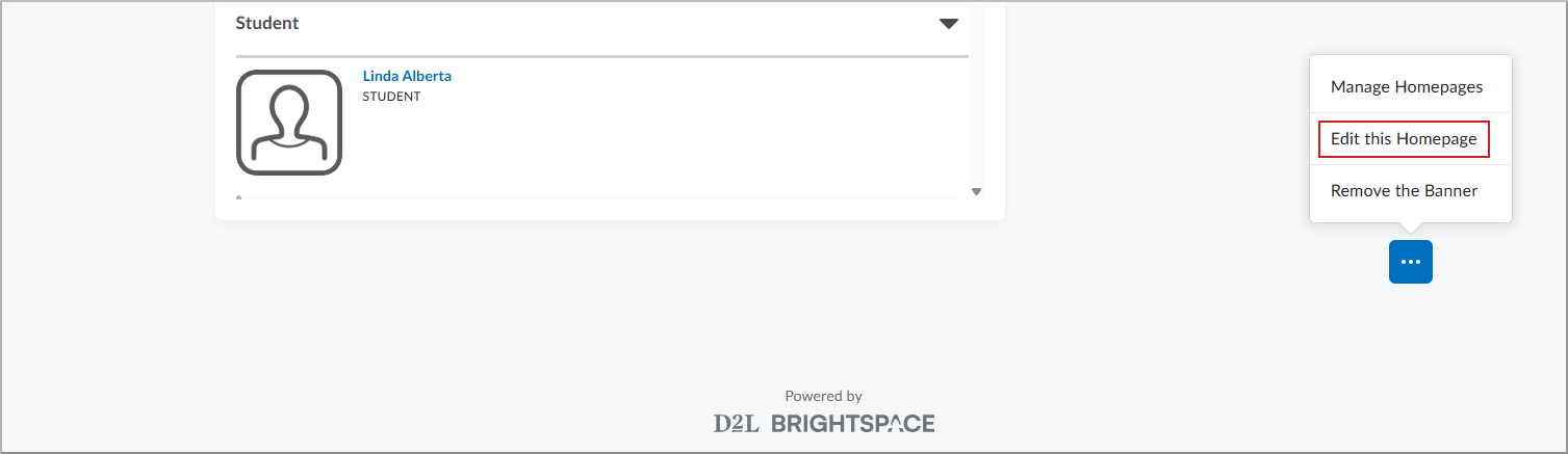 Startpagina waarop Opties van startpagina is uitgevouwen en de optie Deze startpagina bewerken is uitgelicht.