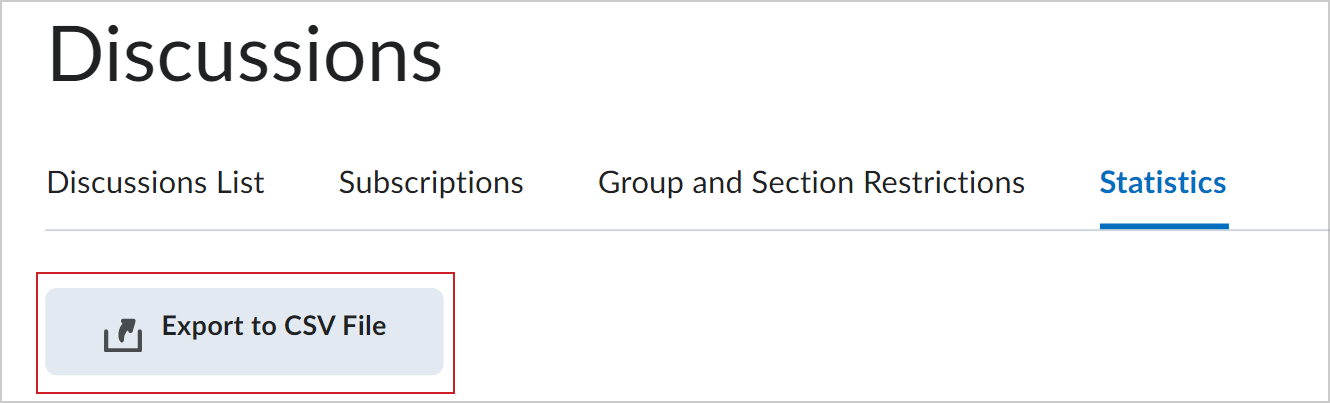 The Export to CSV File option in the Statistics tab.