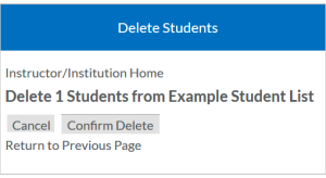 Confirming deleting a student from the Student List with the Confirm Delete button