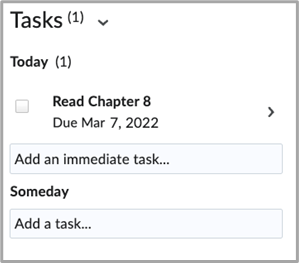 The Tasks feature in the Calendar tool.