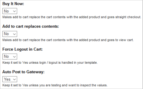 Cart Options including Force Logout in Cart and Buy It Now