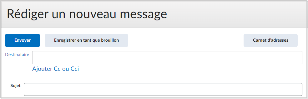 Le bouton Réglages de la page Composer un nouveau message