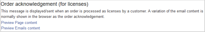 An order acknowledgment for licenses