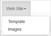 O menu suspenso Site mostrando os botões Modelo e Imagens
