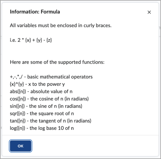 Formula help dialog with supported functions and text cut off at the bottom