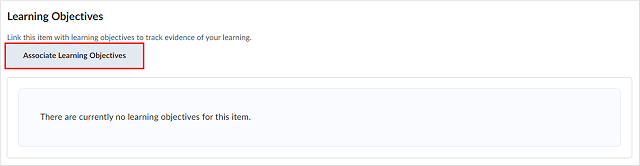 The Associate Learning Objectives button