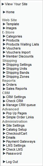 An alternative navigation structure showing links to different destinations in the tool