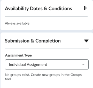 New Assignment Type selection drop-down menu
