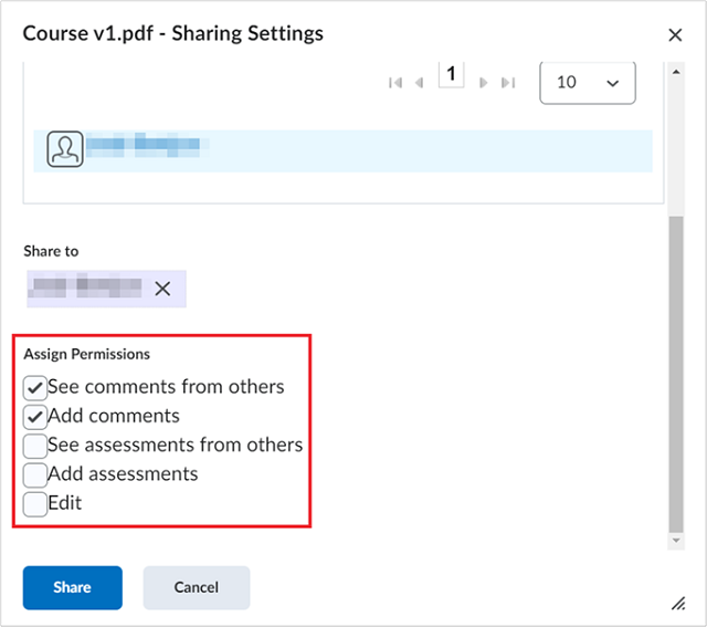 The Assign Permissions option in the Sharing Settings field