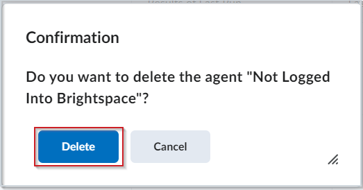 The Confirmation dialog that appears when deleting an intelligent agent