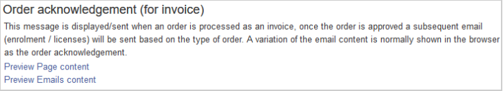 An order acknowledgment for an invoice