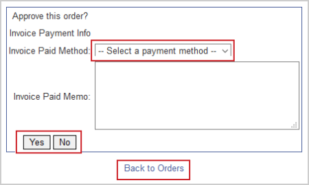 The Invoice Paid Method field with the Yes and No buttons below