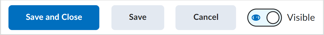 The Save and Close, Save, and Cancel options and the Visibility toggle showing the topic as Visible.