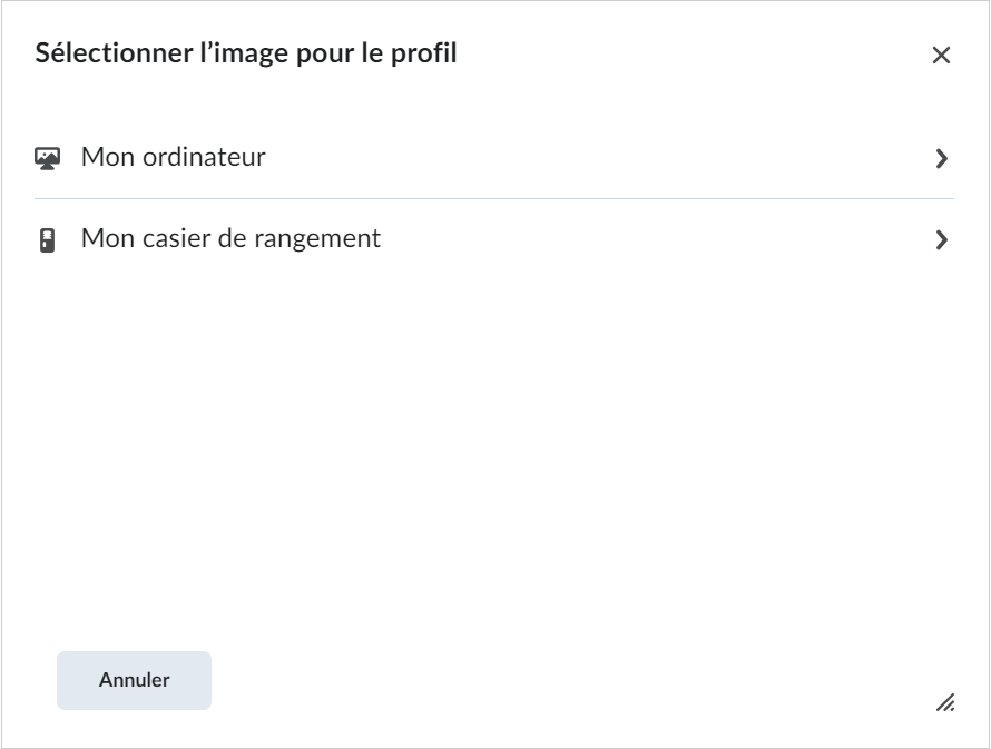 L'option Sélectionner une photo de profil.