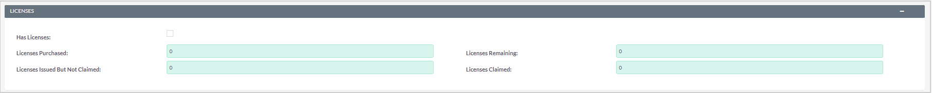 The Licenses sub-panel showing data related to licenses